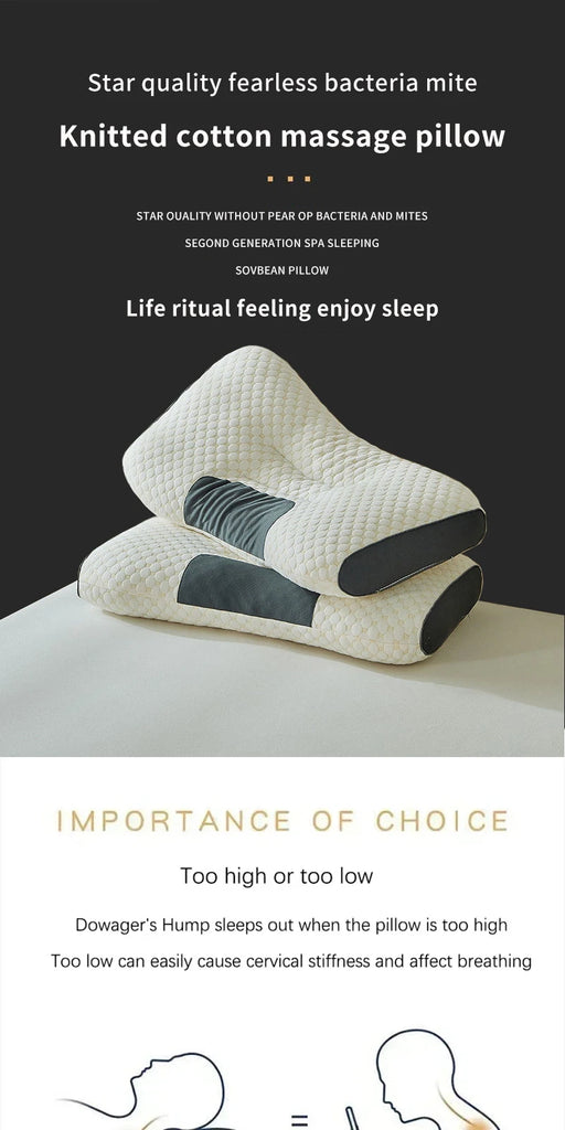 Neck Pillow for Sleep and Cervical Support – Orthopedic SPA Massage Pillow with Soybean Fiber