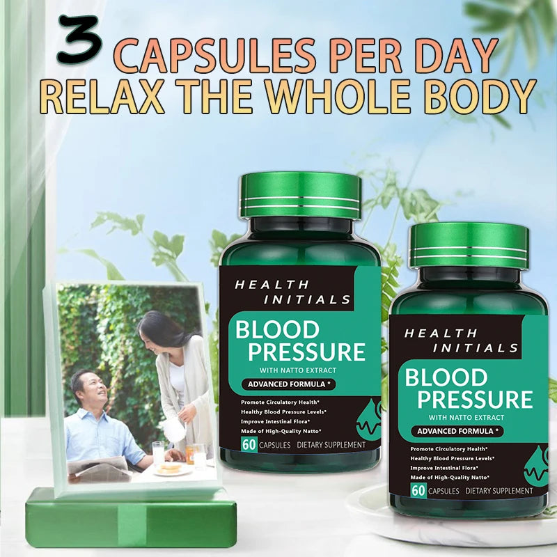 Nattokinase Capsules – Blood Vessel Cleanse, Dissolve Blood Clots, Lower Blood Pressure, Prevent Arteriosclerosis, Improve Vascular Health – 60 Capsules