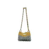 Silver Shiny Hand Woven Bead Sequin Crossbody Bag with Long Shoulder Strap for Women thumbnail 1