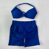 Women’s 2-Piece Seamless Gym Set – Strappy Yoga Bra & High-Waist Scrunch Shorts Workout Suit thumbnail 48