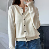 100% Cotton Women’s O-Neck Solid Cardigan – Luxury Designer Pullover thumbnail 33