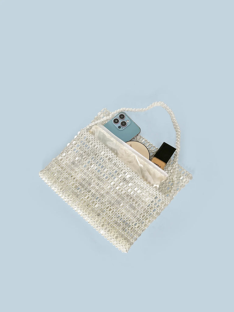 Retro Silver Sequin Metal Handwoven Shoulder Bag – High-End Women’s Square Handbag