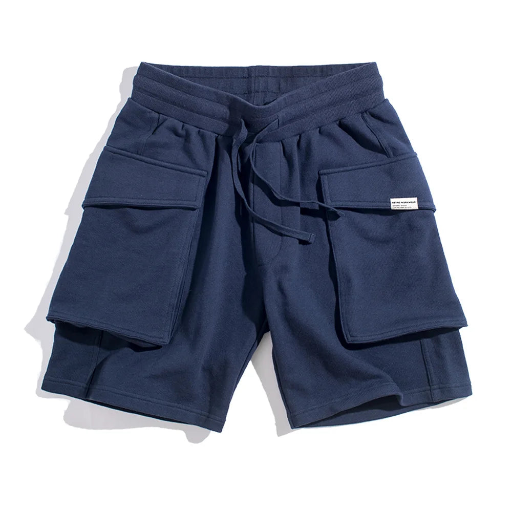 Maden Men’s Japanese P44 Knitted Cargo Shorts with Large Pockets – Summer Amekaji Workwear Shorts