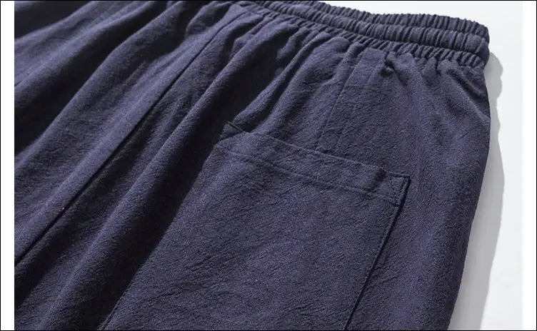 Men’s Cotton Linen Harem Pants – Baggy Streetwear Joggers with Elastic Waist