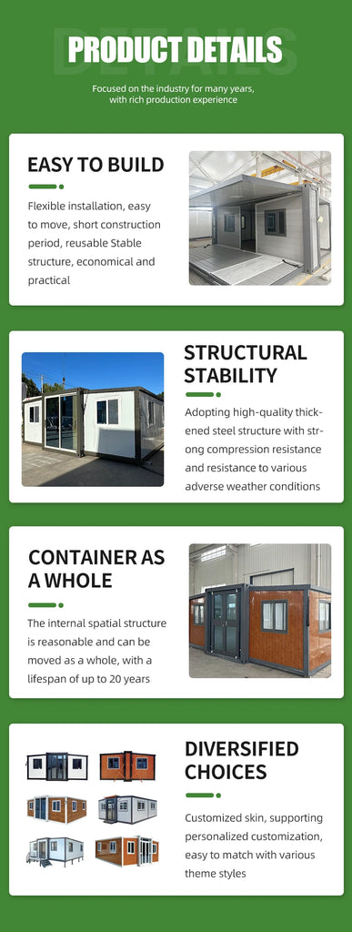 20ft Double Wing Expandable Container House – Modern Prefabricated Mobile Home
