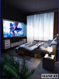MANBAS Luxury King Size Genuine Leather Smart Bed with Massage, Storage, USB & Projector thumbnail 12