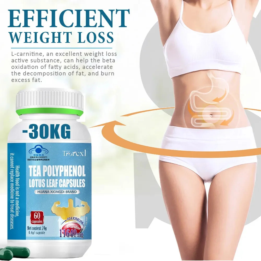 HABUMAMA L-Carnitine Belly Fat Burner Capsules 60pcs – Weight Loss & Bloating Support for Women and Men