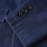 Men’s Solid Denim Jacket – Vintage Casual Slim Fit Cotton Blazer thumbnail 5