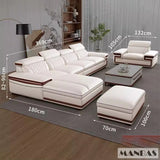 MINGDIBAO Italian Genuine Leather L-Shaped Sofa Set with Adjustable Headrests, Bluetooth Speaker & Wireless Charging thumbnail 49
