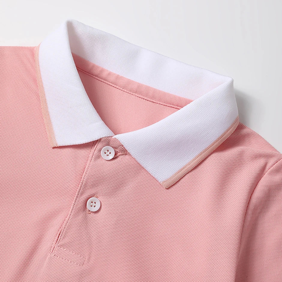 Children's Summer Color Matching Polo Shirt – Casual Short Sleeve Top for Boys & Girls