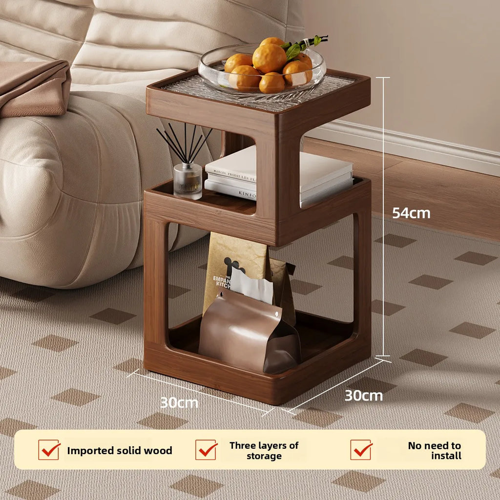 Solid Wood Bedside Table with Storage – Modern Minimalist Bedroom Side Table