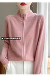 100% Wool Women’s Zipper Turtleneck Sweater – Casual Loose Knit Cardigan for Autumn/Winter thumbnail 11