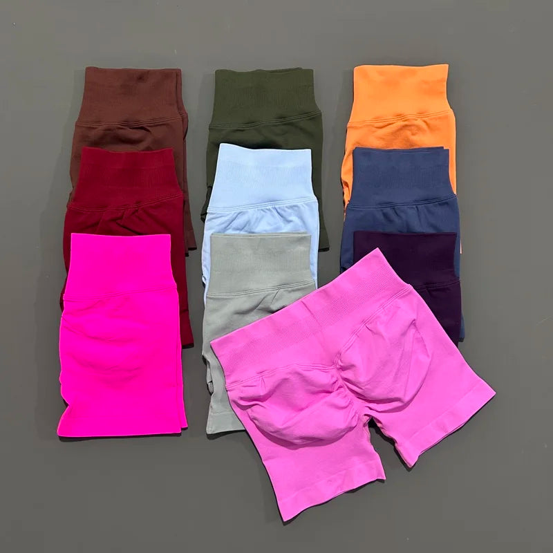 HISTELLO Women’s 4.5" Impact Fitness Biker Shorts – Low Waist Scrunch Butt Yoga & Gym Shorts