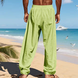 Men's 16-Color Breathable Linen Yoga Pants Loose Casual Sportswear for Spring/Summer thumbnail 2