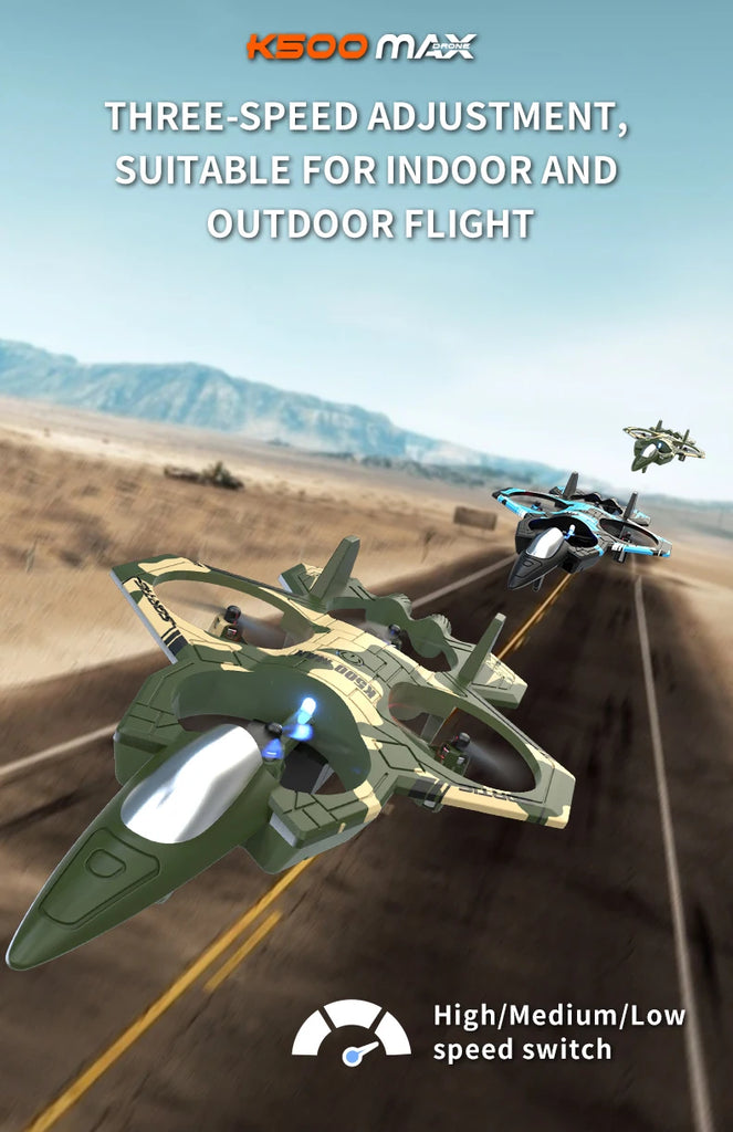 K500 MAX 2.4G Remote Control Fighter Jet Drone with Screen & 360° Rolls
