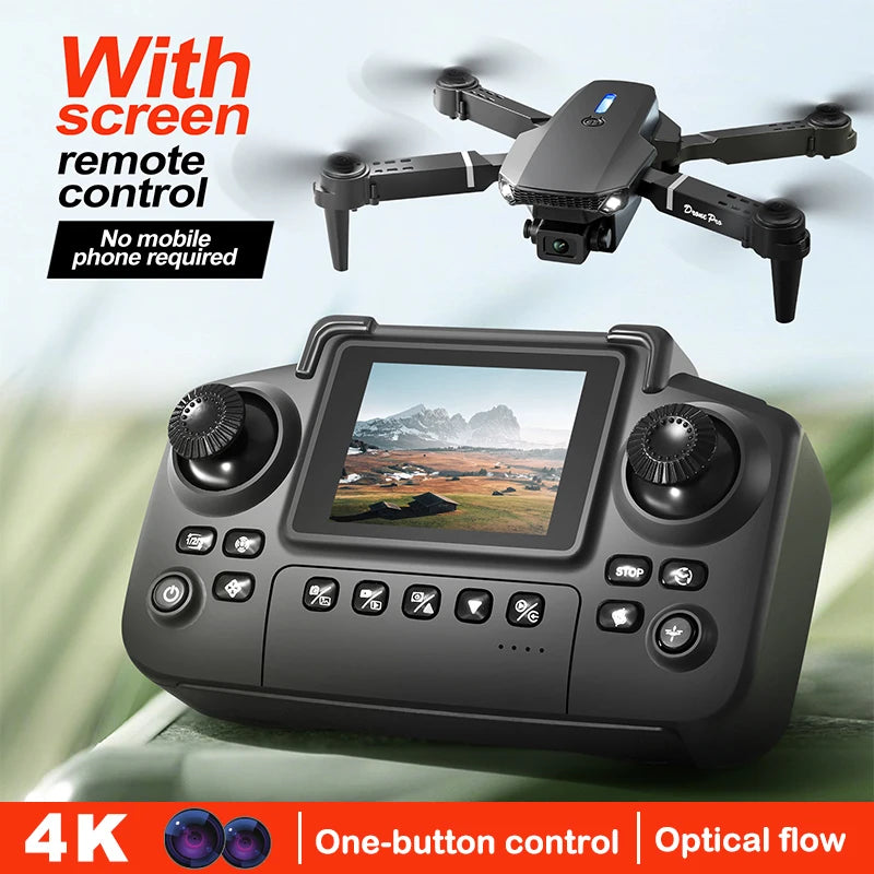 E88/E99 Drone with Dual HD Cameras, Screen Remote Control, Optical Flow, 6-Axis Gyro, One-Button Takeoff, Foldable Quadcopter