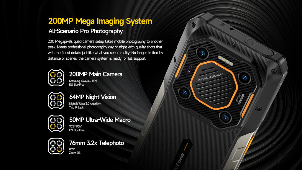 Ulefone Armor 26 Ultra 5G Rugged Waterproof Smartphone 120W Fast Charging 15600mAh 200MP+64MP Camera 24GB+512GB NFC