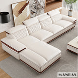 MINGDIBAO Italian Genuine Leather L-Shaped Sofa Set with Adjustable Headrests, Bluetooth Speaker & Wireless Charging thumbnail 12