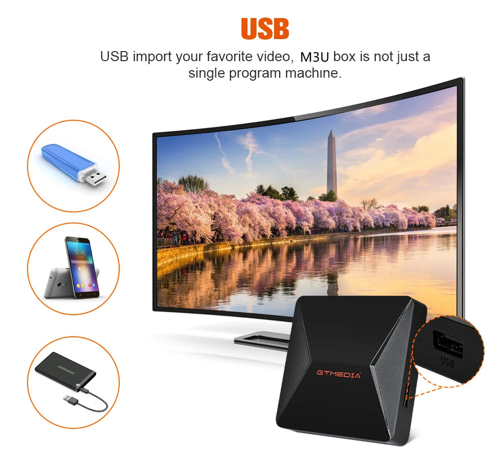 GTMEDIA iFire2 1080P FHD TV Box with M3U Decoder, H.265 HEVC 10bit, Built-in 2.4G WiFi & Ethernet, Android Media Player