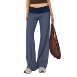 Casual Wide Leg Sweatpants for Women – Fold Over Low Rise Flare Yoga & Lounge Pants thumbnail 17