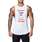 DIY Custom Logo Gym Tank Top for Men – Cotton Muscle Sleeveless Workout Vest thumbnail 5