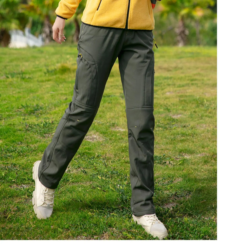 Thick Warm Fleece Hiking Pants for Women – Winter Waterproof & Windproof Outdoor Pants
