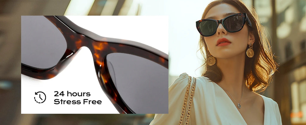 ZENOTTIC Butterfly Polarized Prescription Sunglasses Handmade Acetate Square Optical Shades for Women – Custom Myopia, Hyperopia & Astigmatism Lenses