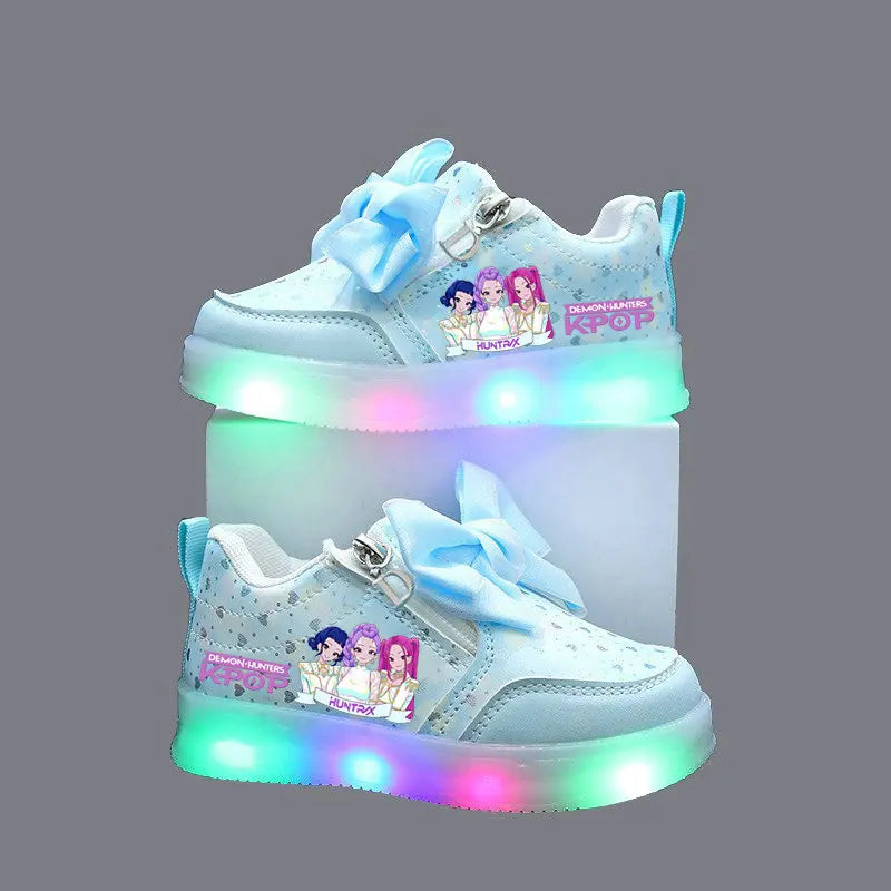Kpop Demon Hunter LED Sneakers for Kids – Luminous Anime Tennis Shoes for Girls & Boys