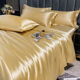 Nordic Silk Rayon Bedding Set 3/4/5 Piece Duvet Cover Bed Sheet Pillowcase Solid Luxury Twin Full Queen King Family Size thumbnail 30