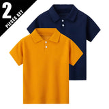 Kids Short Sleeve Polo Shirt – Casual Solid Color Summer Prince Style Top thumbnail 5