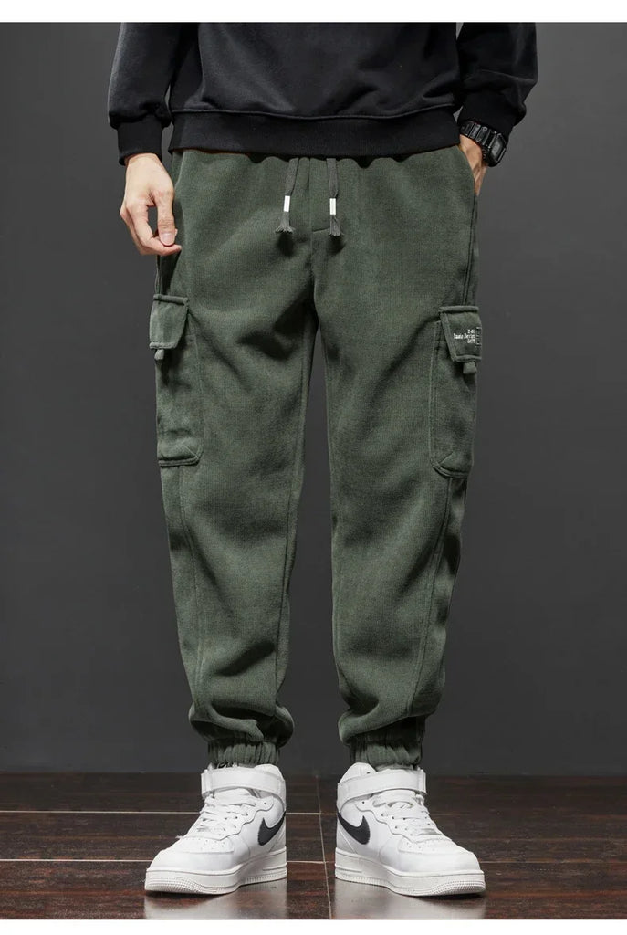 Men’s Casual Elastic Waist Jogger Pants – Spring & Autumn Stretch Straight Fit with Drawstring and Pockets