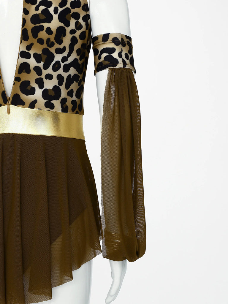 Kids Leopard Savage Caveman Costume – Prehistoric Cave Dress with Gloves for Halloween and Carnival