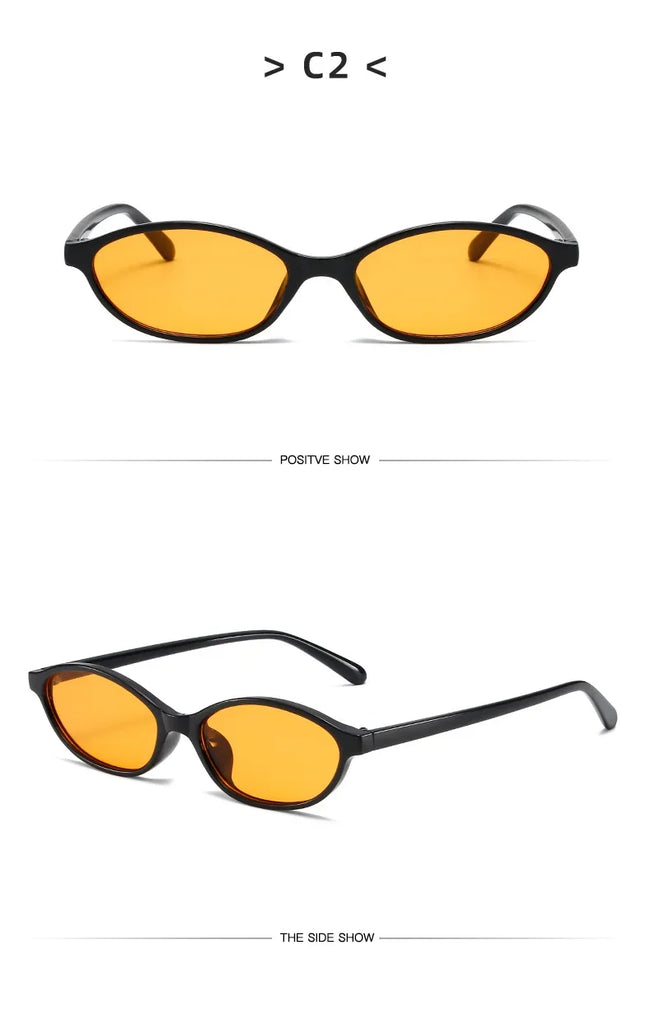Retro Oval Cat Eye UV400 Sunglasses for Women – Trendy Small Frame Punk Sun Protection Shades