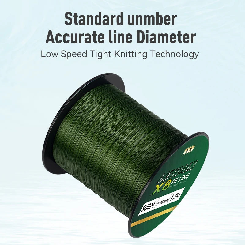 LEYDUN 500m 8-Strand Braided PE Fishing Line – Ultra Strong, Smooth & Durable Multifilament Line