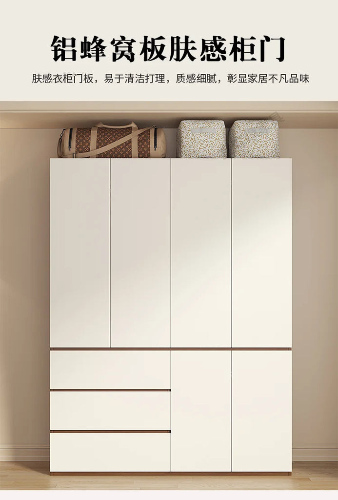 Luxury Nordic Modern Metal Wardrobe with Storage Drawers – Adult Bedroom Closet Furniture