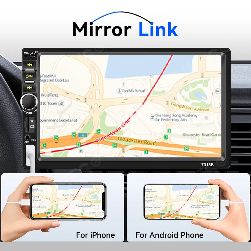VENBES 7-Inch CarPlay Android Auto 2-DIN Car Stereo with Touchscreen, Bluetooth, USB, FM – Universal Fit