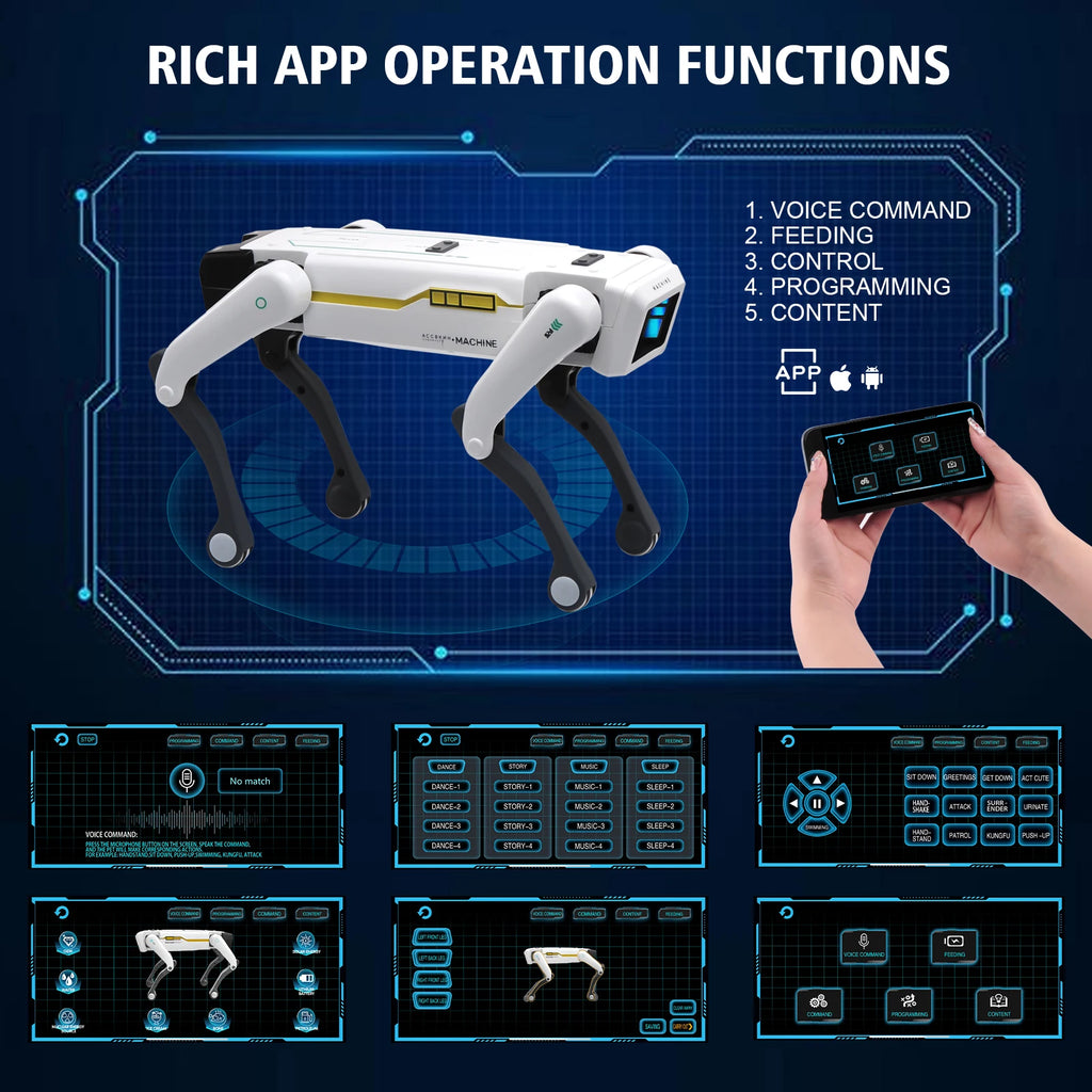 Intelligent AI RC Robot Dog with Voice Dialogue APP Control Singing Dancing Programmable Toy for Kids 14+