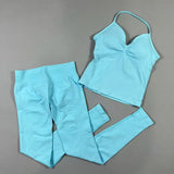 Women’s Seamless Yoga Gym Set – Backless Tank Top & High Waist Scrunch Shorts (2PCS) thumbnail 46