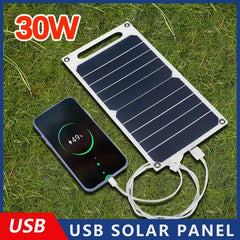 30W Portable Solar Panel Charger with USB – Waterproof Outdoor Power for Hiking, Camping & Travel