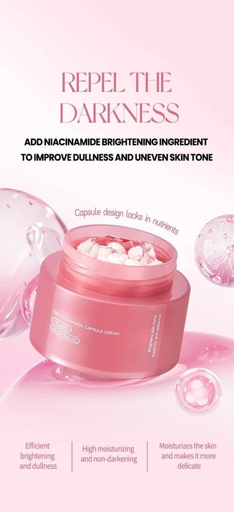 Korean Pink Collagen PDRN Capsule Cream with Niacinamide – Lightweight Non-Greasy Moisturizer for Uneven Skin Tone
