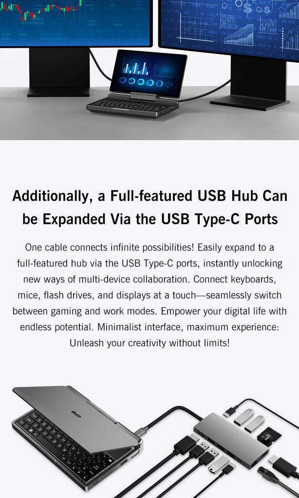 GPD MicroPC 2 Handheld Mini Laptop 7" Touch Screen 16GB RAM 512GB SSD Windows 11