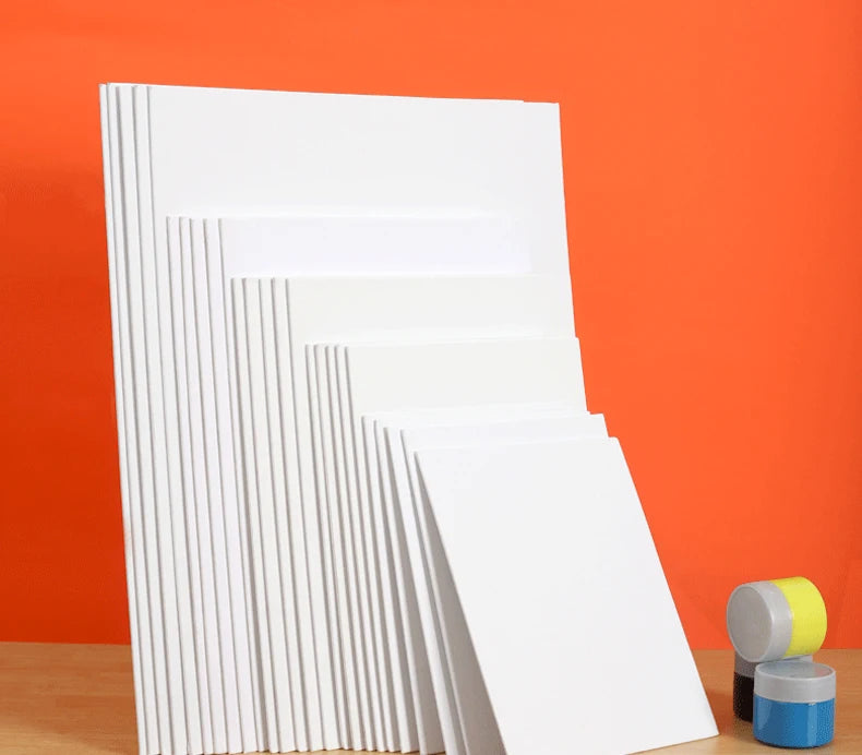 10 Pcs Cotton Canvas Board Set Primed White Painting Panels for Oil, Acrylic, Watercolor & Gouache HB-17