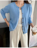 100% Cotton Women’s O-Neck Solid Cardigan – Luxury Designer Pullover thumbnail 21