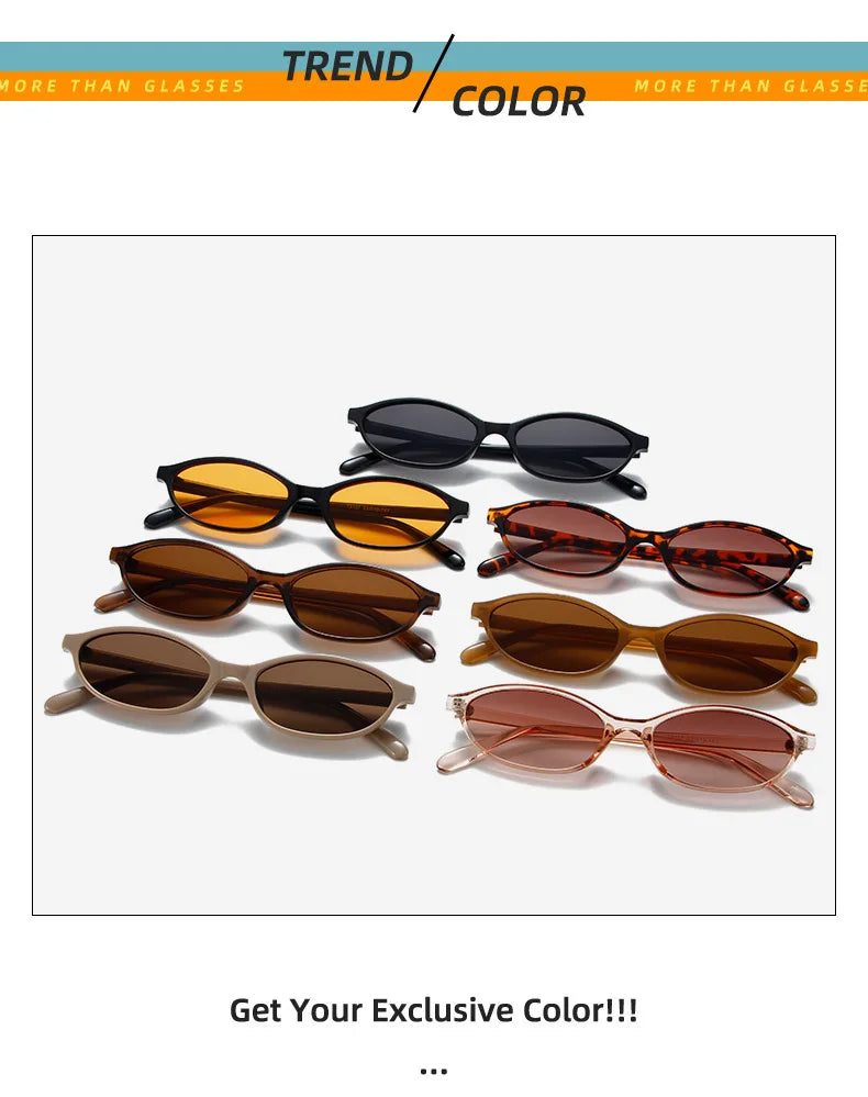 Retro Oval Cat Eye UV400 Sunglasses for Women – Trendy Small Frame Punk Sun Protection Shades