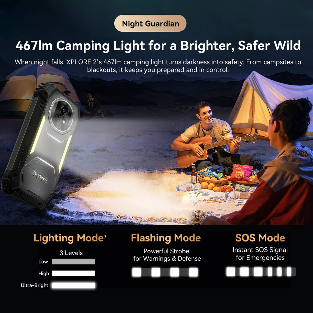 Blackview XPLORE 2 5G Rugged Smartphone, 6.73" AMOLED Display, 20000mAh Battery, 120W Fast Charge, 50MP Camera, Outdoor Mobile Phone