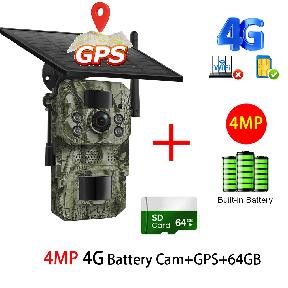 INQMEGA4G 2K 5MP PIR Motion Sensor Hunting Trail Camera with Night Vision & Solar Battery – IP66 Waterproof
