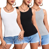 3-Piece Women’s Solid Color Knit Tank Top Vest Set thumbnail 23