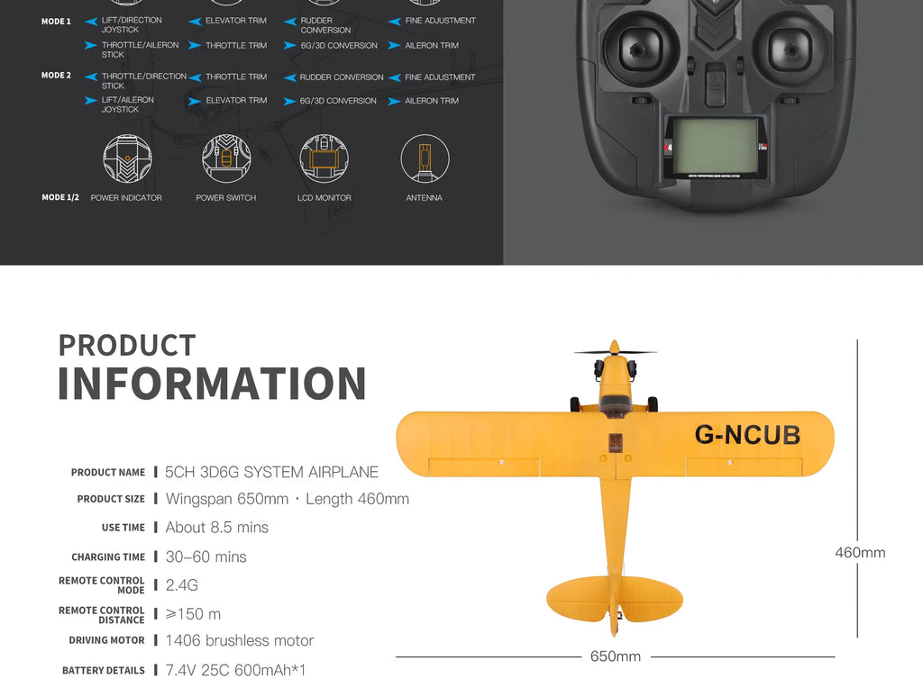 Qidi560 Moore M7 Off-Road RC Plane 4CH Brushless Remote Control Fixed Wing Aircraft – EPP Foam Model