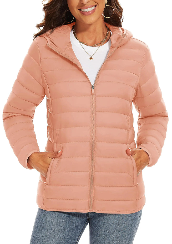 TACVASEN Women’s Full Zip Hooded Puffer Jacket – Lightweight, Warm & Windproof Winter Coat