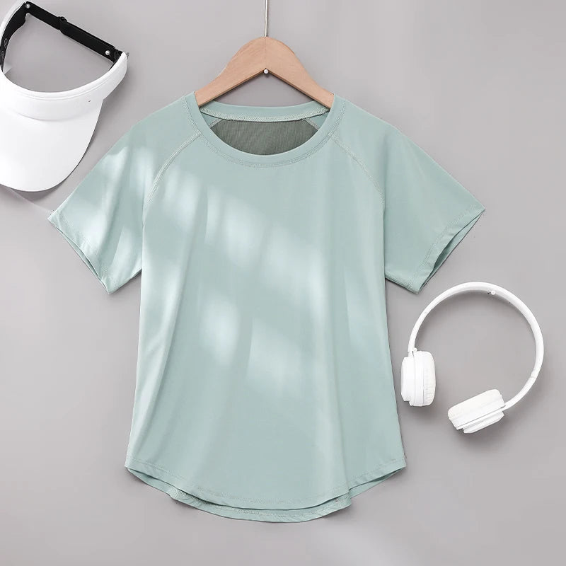 DRUR Women’s Breathable Yoga & Gym T-Shirt – Quick Dry Short Sleeve Workout Top